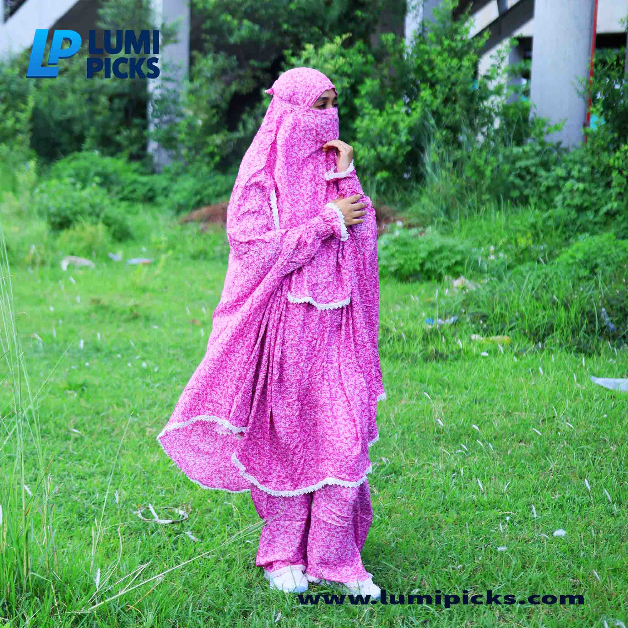 লিলিয়ান সুতি কাপড়ের প্লাজু ও লং খিমার সেট (KC-03)